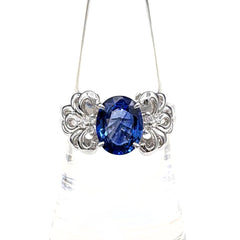 サファイア デザインリング 指輪 メレダイヤ リング 15号 750 サファイア ダイヤモンド レディース ノンブランドジュエリー 【中古】nbjwl