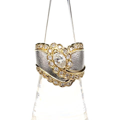 ダイヤモンド デザインリング YG イエローゴールド プラチナ 指輪 メレダイヤ リング 12.5号 Pt900 K18 ダイヤモンド レディース ノンブランドジュエリー 【中古】nbjwl