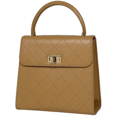 シャネル 2.55ライン ハンドバッグ 手提げ ロゴ ハンドバッグ キャビアスキン ベージュ レディース 【中古】brbag