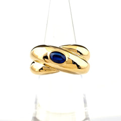 カルティエ サファイア デザインリング YG イエローゴールド 指輪 リング 11号 750 サファイア レディース ブランドジュエリー 【中古】brjwl