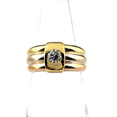 カルティエ ダイヤモンド デザインリング YG イエローゴールド 指輪　スリーカラー リング 9.5号 750 ダイヤモンド レディース ブランドジュエリー 【中古】brjwl