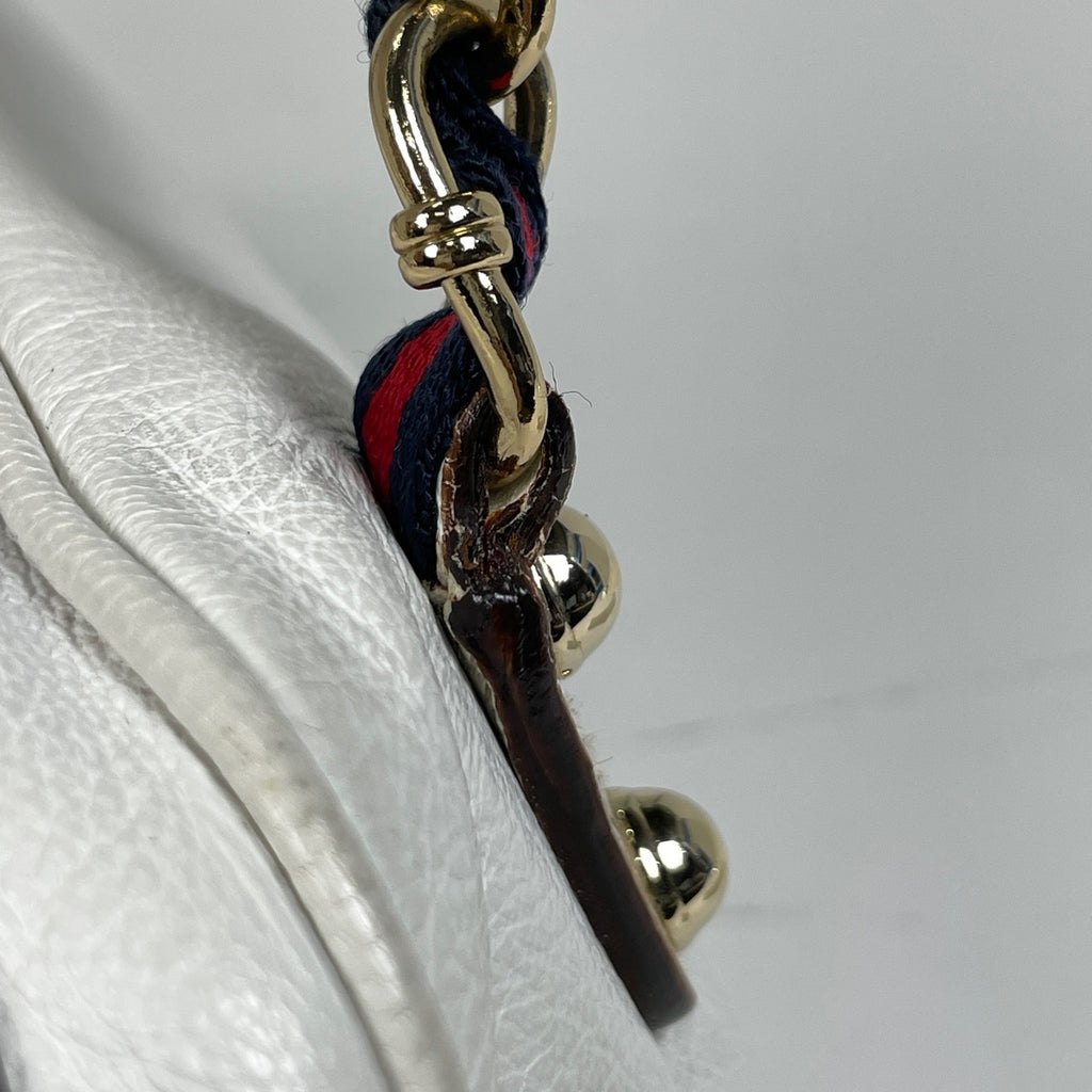 グッチ ロゴ ショルダーバッグ シェリーライン ウェブ ショルダーバッグ レザー ホワイト 152462 レディース 【中古】brbag