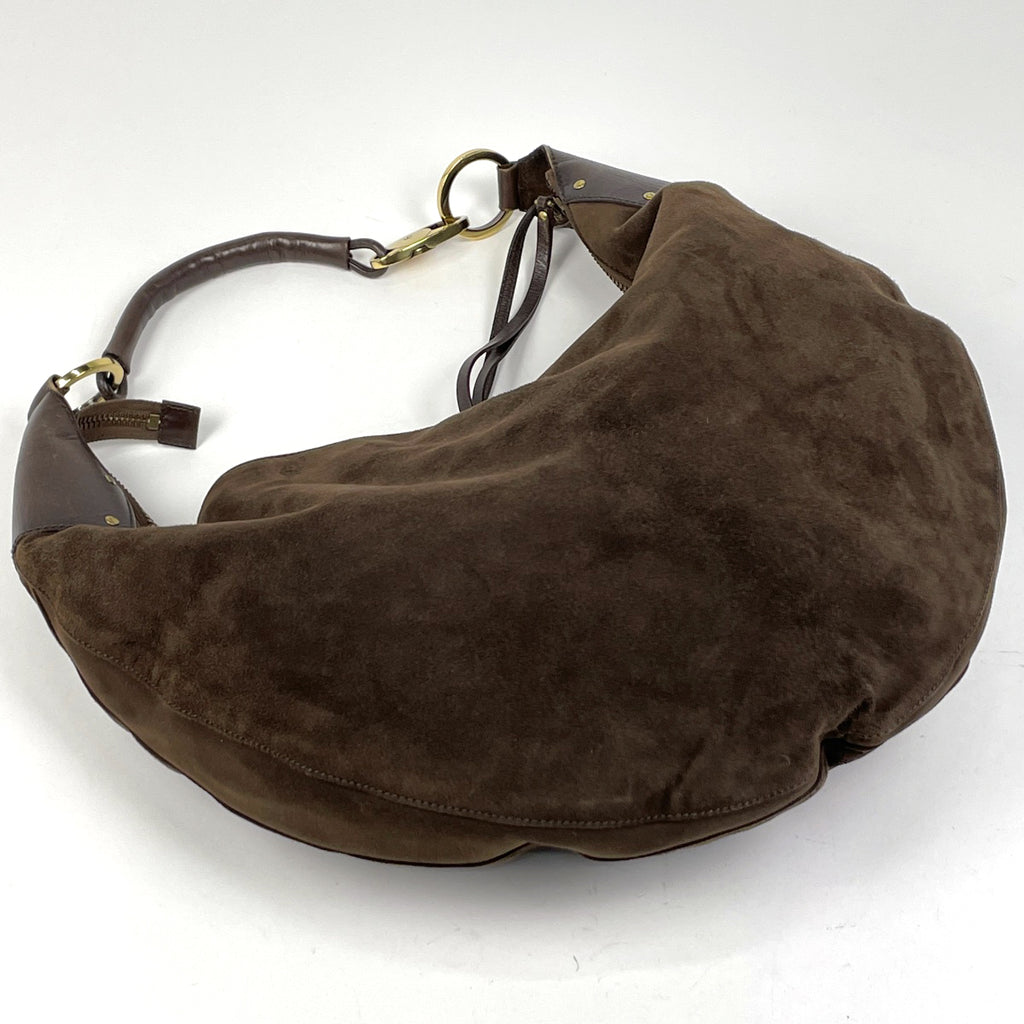 グッチ ロゴ ショルダーバッグ 肩掛け ショルダーバッグ スエード ブラウン 95332 レディース 【中古】brbag