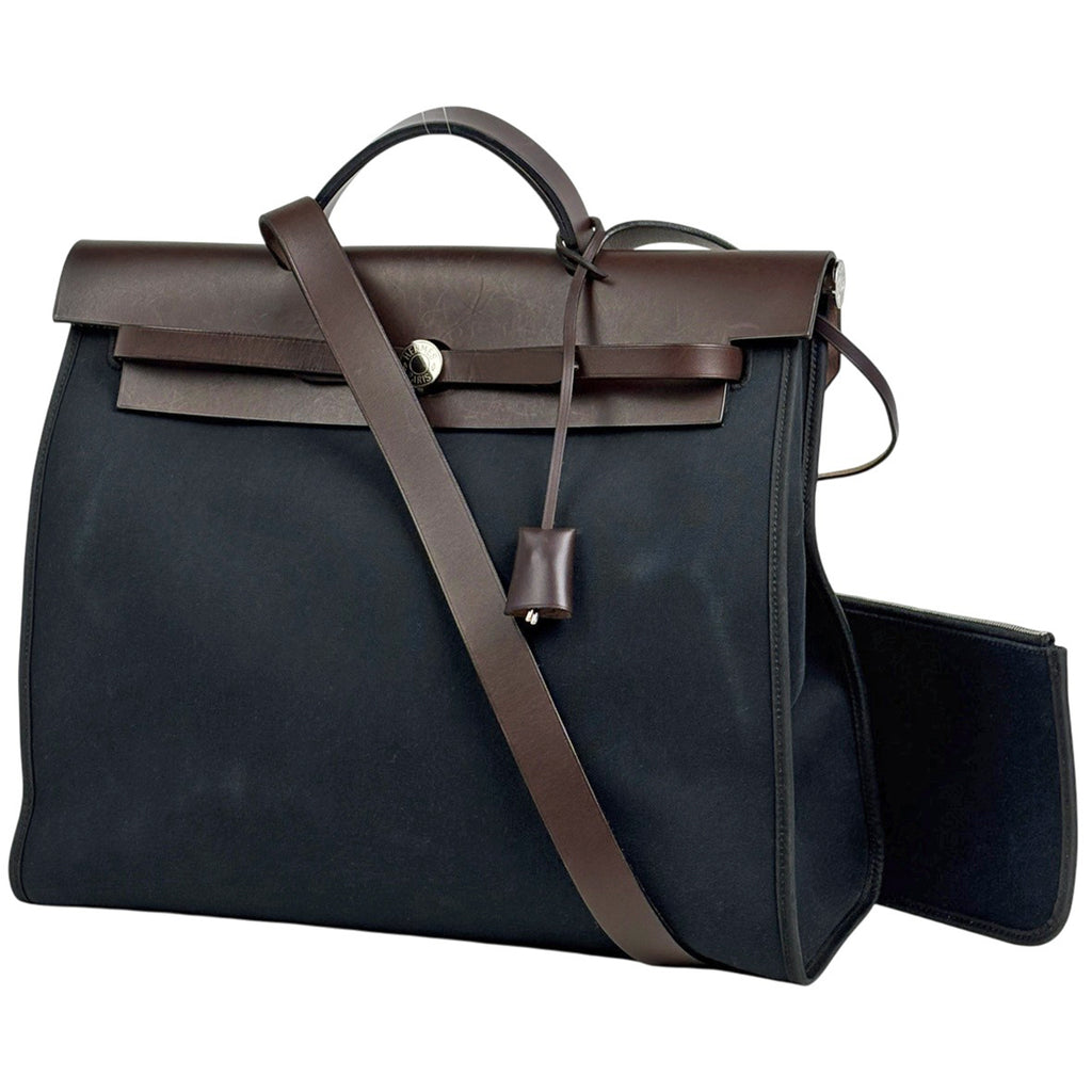 エルメス エールバッグ ジップ MM 2WAY ショルダーバッグ ハンドバッグ トワルオフィシエ ブラック ブラウン M レディース 【中古】brbag