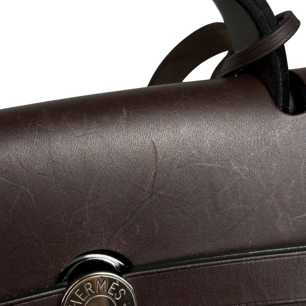 エルメス エールバッグ ジップ MM 2WAY ショルダーバッグ ハンドバッグ トワルオフィシエ ブラック ブラウン M レディース 【中古】brbag