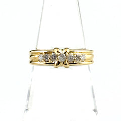 メレダイヤ デザインリング YG イエローゴールド 指輪 リング 16号 K18 ダイヤモンド レディース ノンブランドジュエリー 【中古】nbjwl