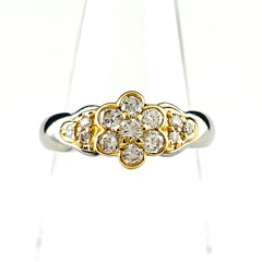 Pt900 YG K18 ダイヤモンド リング 13号 フラワーモチーフ 0.58ct レディース ノンブランドジュエリー 【中古】nbjwl