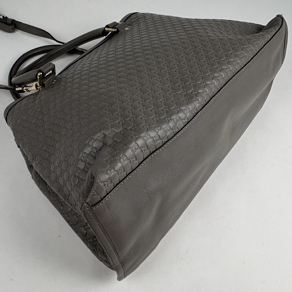 グッチ マイクログッチ シマ ハンドバッグ 2WAY ショルダーバッグ トートバッグ ハンドバッグ シマレザー グレー 510291 レディース 【中古】brbag