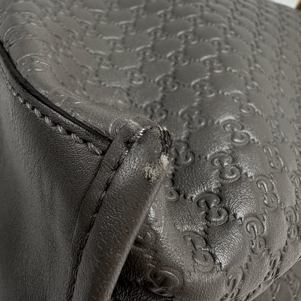 グッチ マイクログッチ シマ ハンドバッグ 2WAY ショルダーバッグ トートバッグ ハンドバッグ シマレザー グレー 510291 レディース 【中古】brbag