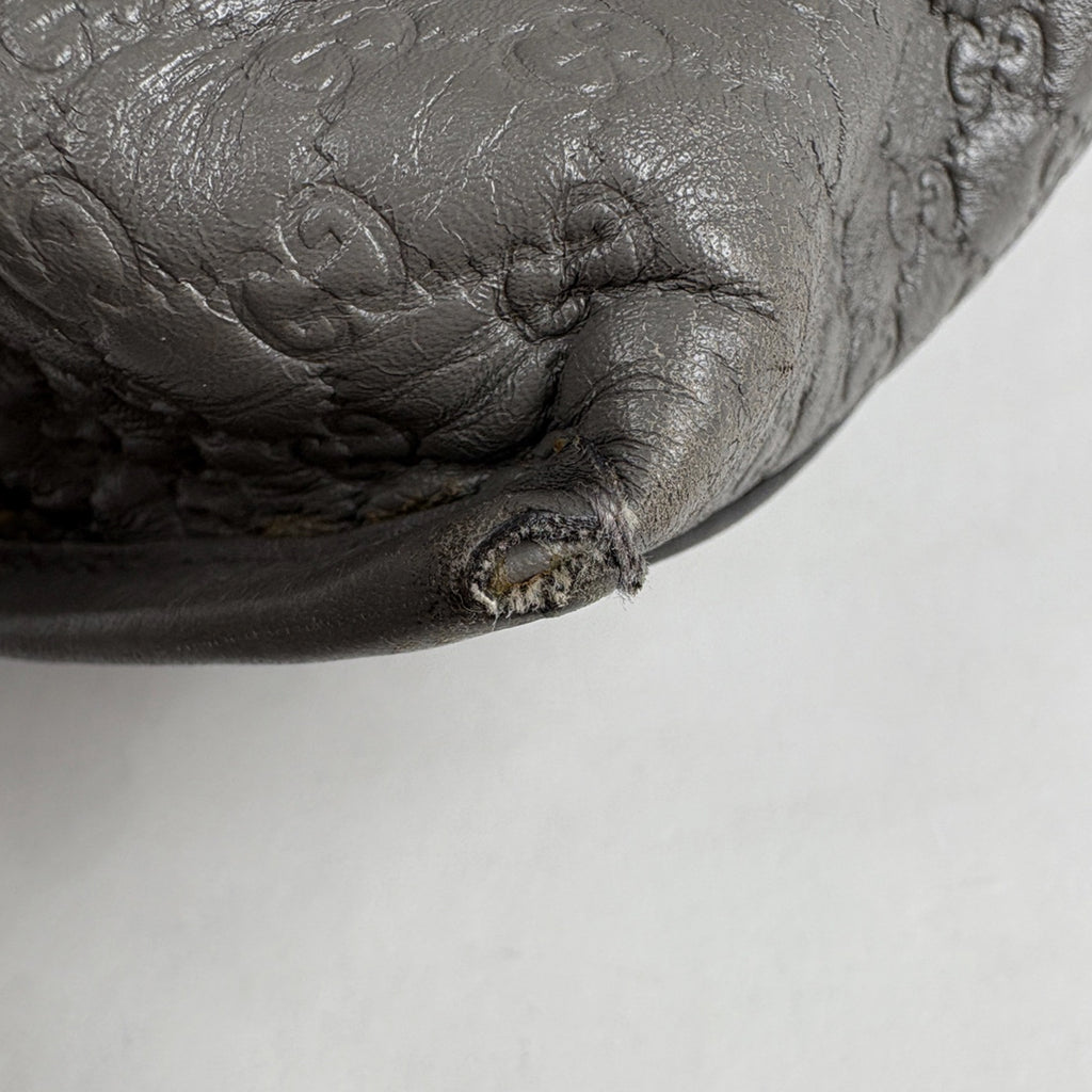 グッチ マイクログッチ シマ ハンドバッグ 2WAY ショルダーバッグ トートバッグ ハンドバッグ シマレザー グレー 510291 レディース 【中古】brbag