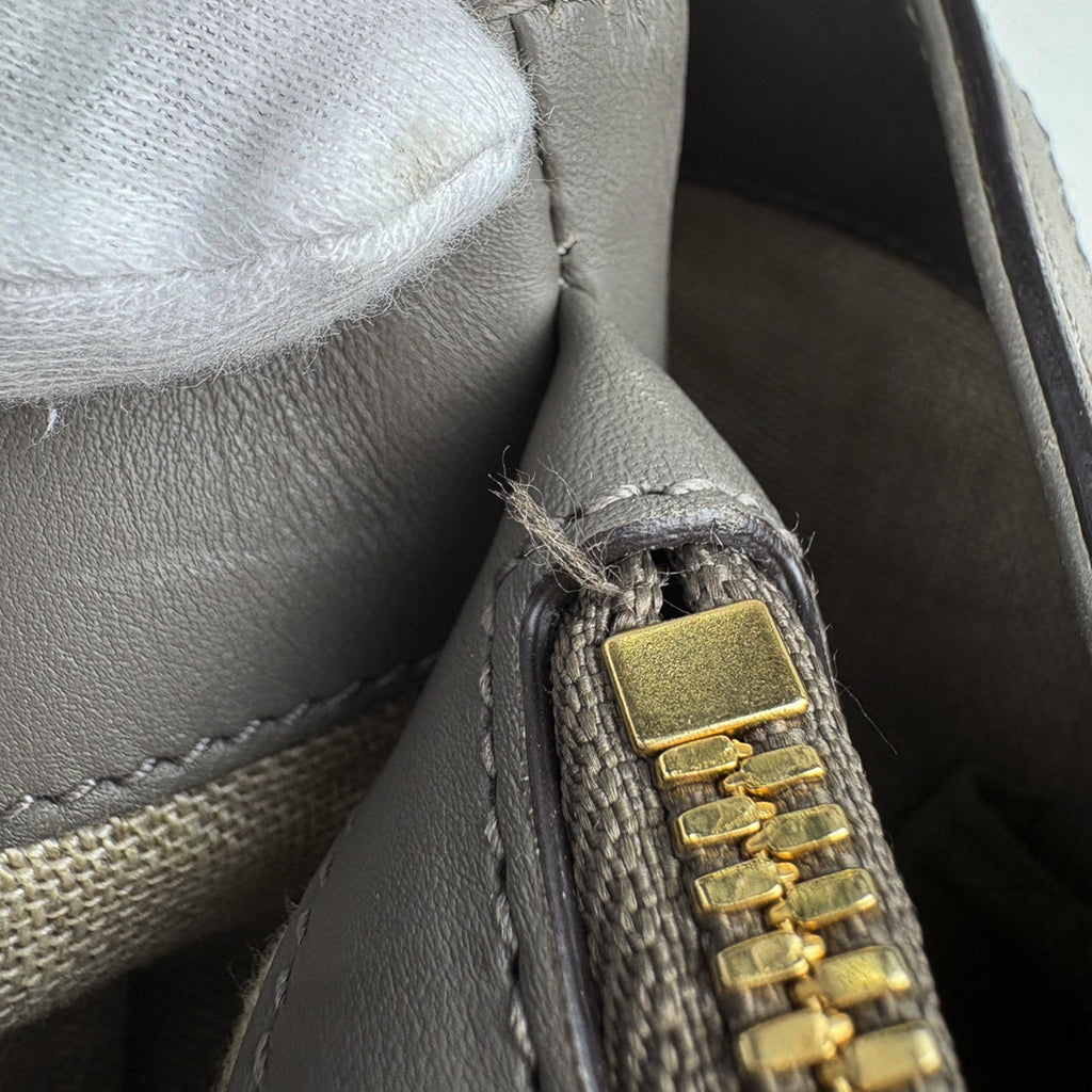 グッチ マイクログッチ シマ ハンドバッグ 2WAY ショルダーバッグ トートバッグ ハンドバッグ シマレザー グレー 510291 レディース 【中古】brbag