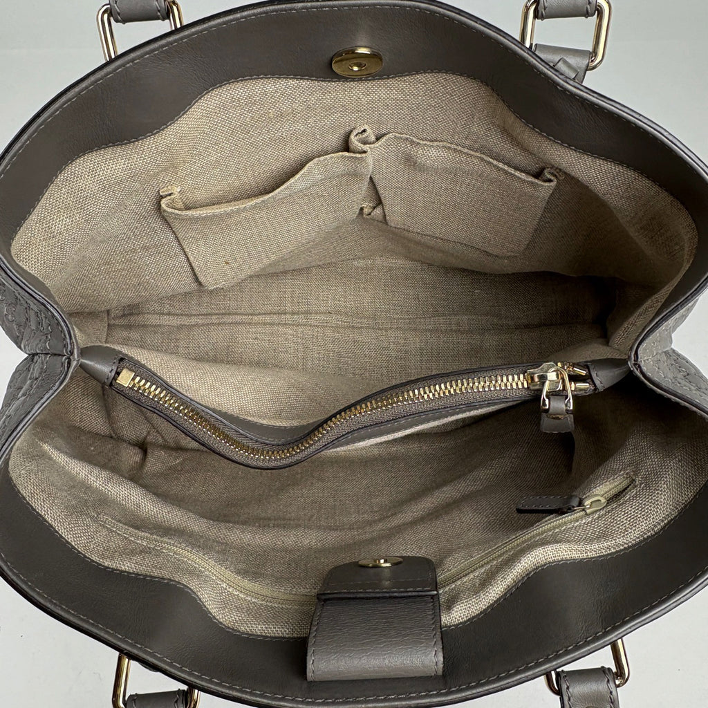 グッチ マイクログッチ シマ ハンドバッグ 2WAY ショルダーバッグ トートバッグ ハンドバッグ シマレザー グレー 510291 レディース 【中古】brbag