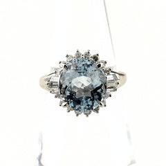 アクアマリン デザインリング リング 12.5号 Pt900 アクアマリン ダイヤモンド レディース ノンブランドジュエリー 【中古】nbjwl