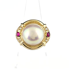 タサキ パール デザインリング リング 11号 K18 パール ダイヤモンド レディース ブランドジュエリー 【中古】brjwl