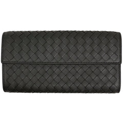 ボッテガヴェネタ イントレチャート 二つ折り 長財布 ナッパ 札入れ カード入れ 長財布 レザー グレー レディース 【中古】brbag