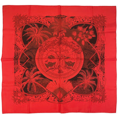 エルメス カレ 70 SURTEINT DIP DYE アロハ スカーフ スカーフ シルク レッド レディース 【中古】brbag