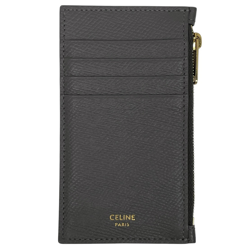 セリーヌ ロゴ カードケース コインケース 小銭入れ カードケース レザー グレー レディース 【中古】brbag