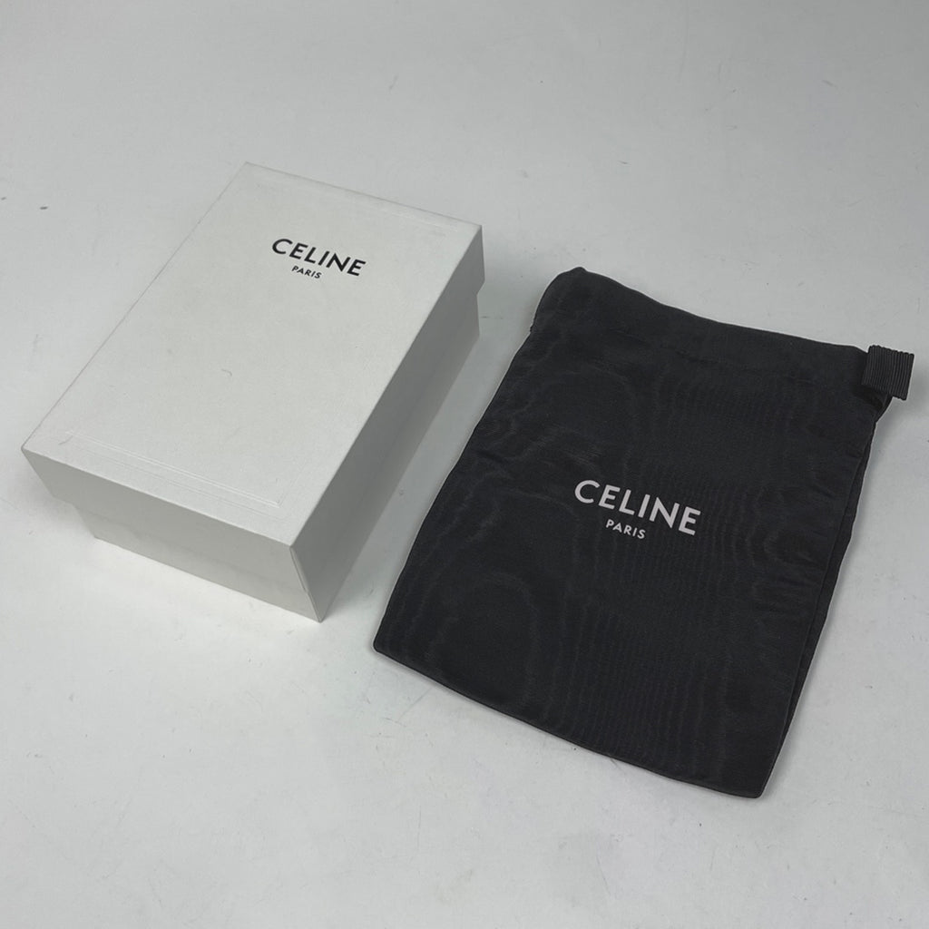 セリーヌ ロゴ カードケース コインケース 小銭入れ カードケース レザー グレー レディース 【中古】brbag