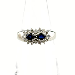 サファイア デザインリング 指輪 メレダイヤ リング 11号 K18 サファイア ダイヤモンド レディース ノンブランドジュエリー 【中古】nbjwl