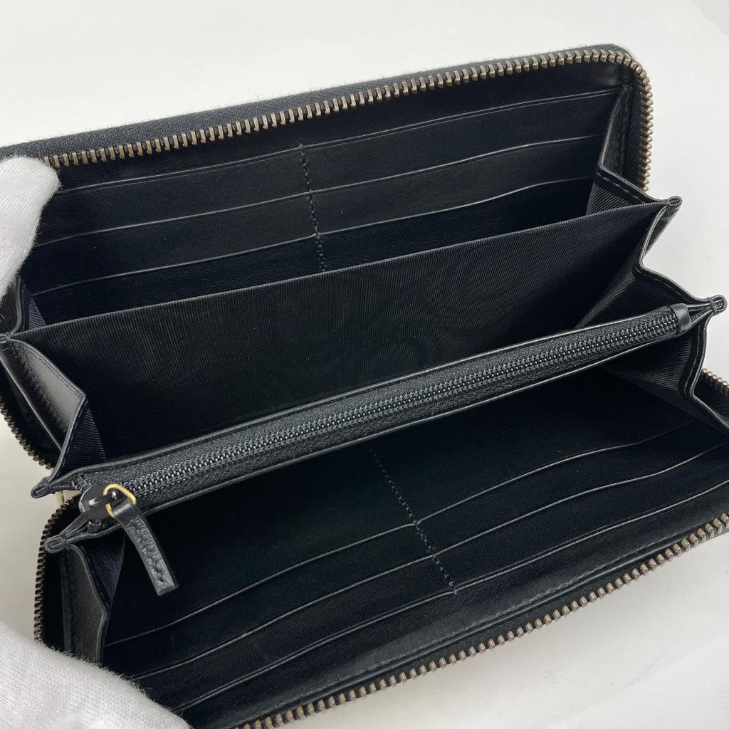 グッチ GGマーモント 長財布 バイカラー ハート ダブルG 長財布 レザー ブラック ホワイト 443123 レディース 【中古】brbag