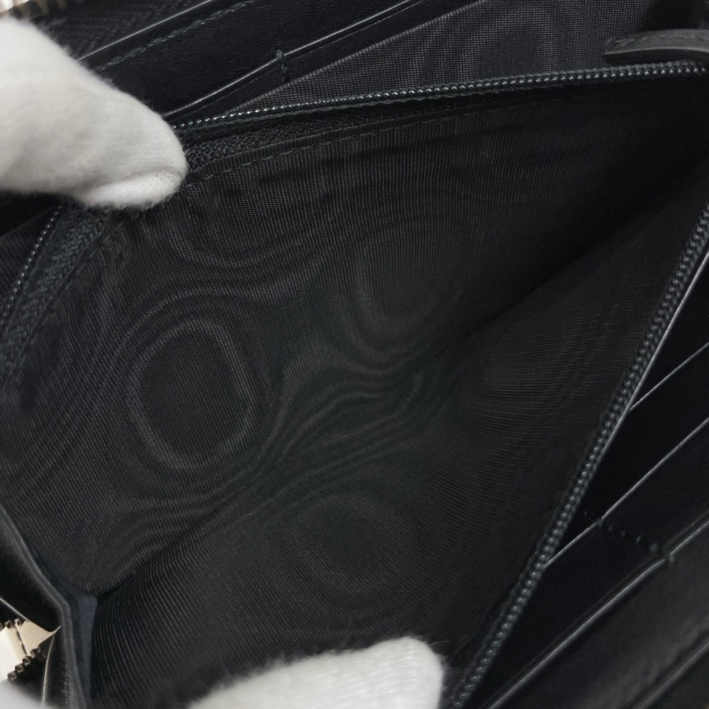 グッチ GGマーモント 長財布 バイカラー ハート ダブルG 長財布 レザー ブラック ホワイト 443123 レディース 【中古】brbag