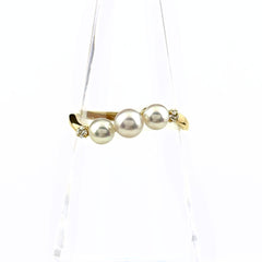 ミキモト パール デザインリング YG イエローゴールド 指輪 メレダイヤ 真珠 リング 11.5号 K18 パール ダイヤモンド レディース ブランドジュエリー 【中古】brjwl