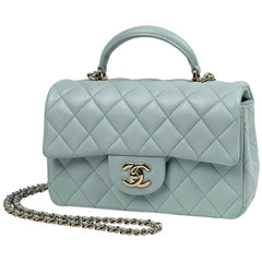 シャネル ココマーク トップハンドル チェーン ショルダーバッグ マトラッセ ハンドバッグ ショルダーバッグ レザー ブルー レディース 【中古】brbag