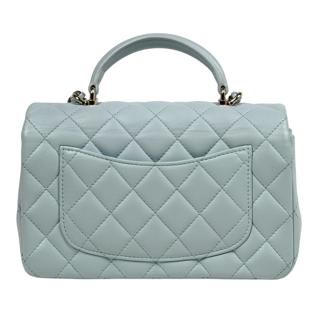 シャネル ココマーク トップハンドル チェーン ショルダーバッグ マトラッセ ハンドバッグ ショルダーバッグ レザー ブルー レディース 【中古】brbag