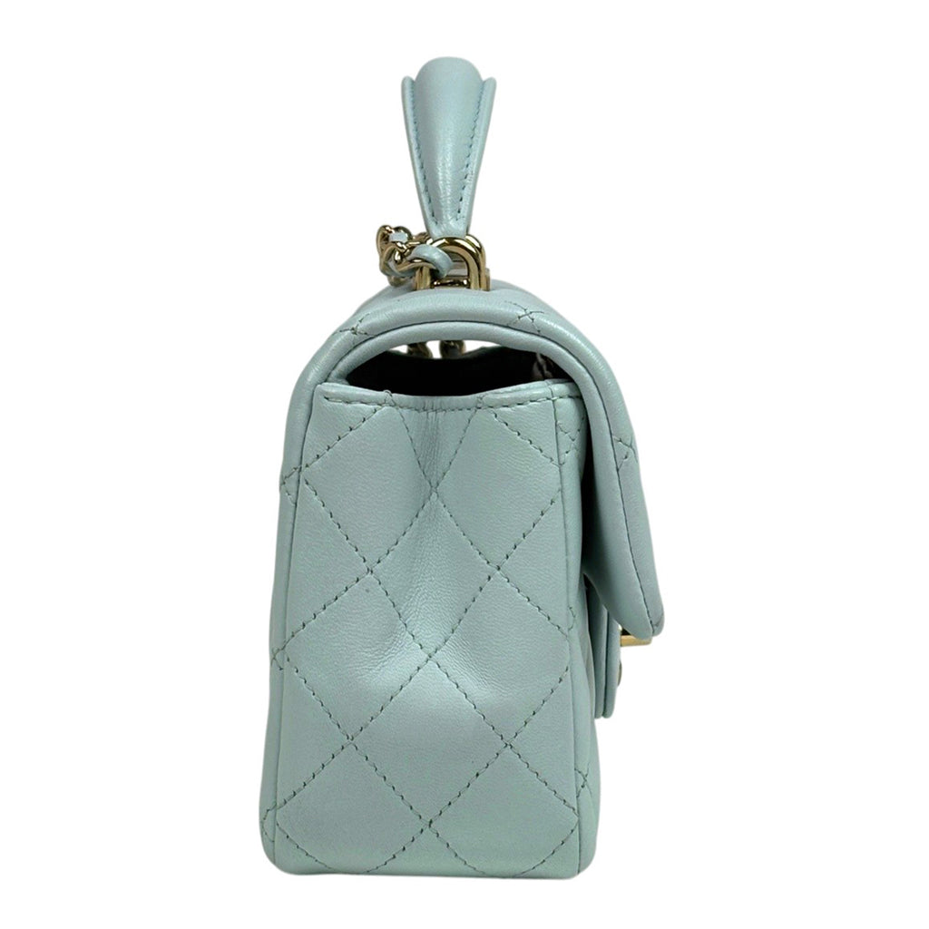 シャネル ココマーク トップハンドル チェーン ショルダーバッグ マトラッセ ハンドバッグ ショルダーバッグ レザー ブルー レディース 【中古】brbag