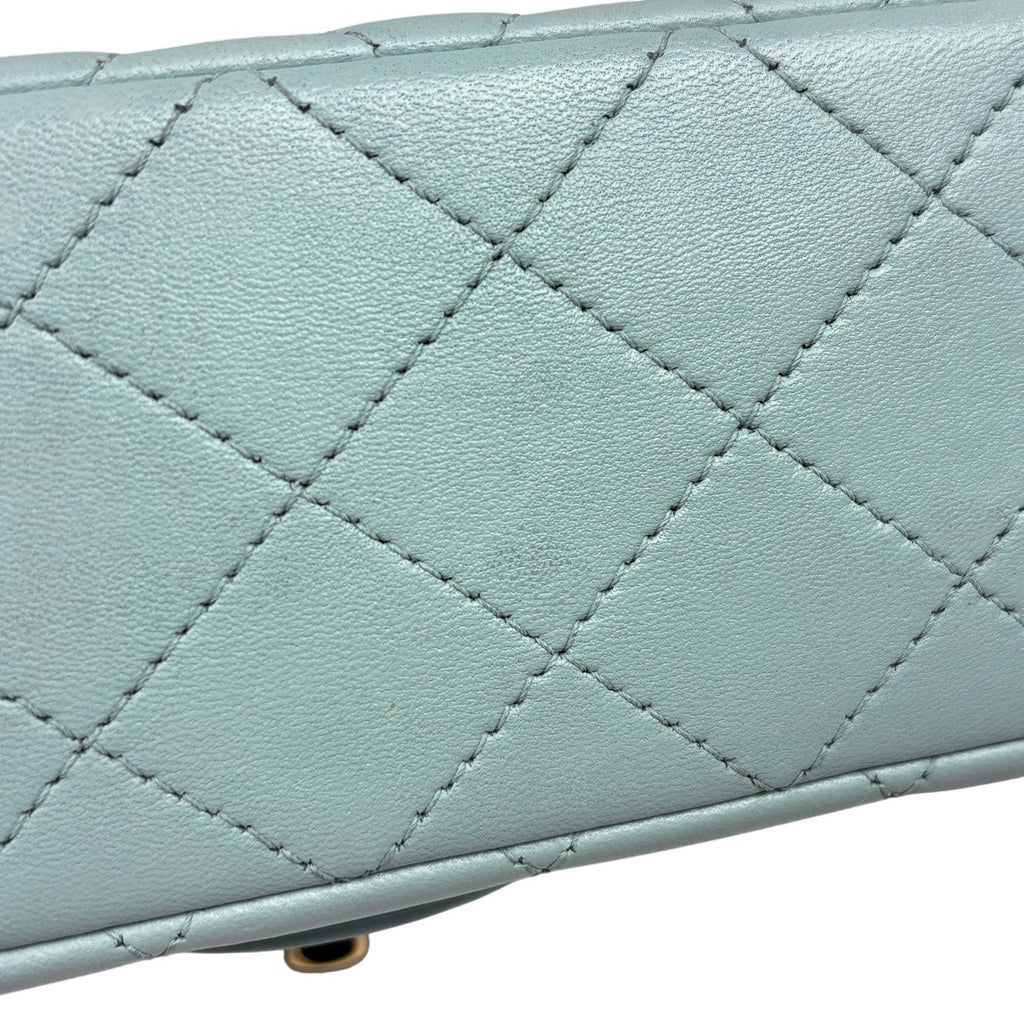 シャネル ココマーク トップハンドル チェーン ショルダーバッグ マトラッセ ハンドバッグ ショルダーバッグ レザー ブルー レディース 【中古】brbag