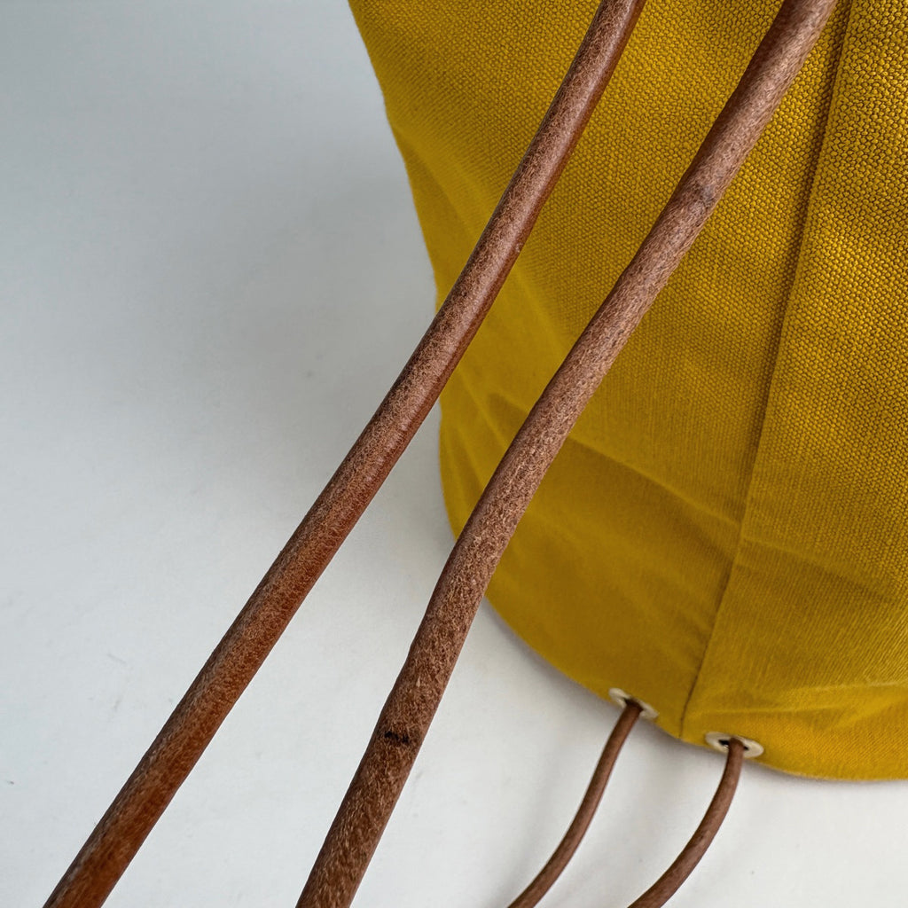 エルメス ポロション ミミル GM 巾着型 Hロゴ リュック ショルダーバッグ キャンバス イエロー レディース 【中古】brbag