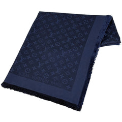 ルイ・ヴィトン ショール モノグラム ストール フリンジ ショール シルク ウール ネイビー レディース ブランドバッグ・小物 【中古】brbag