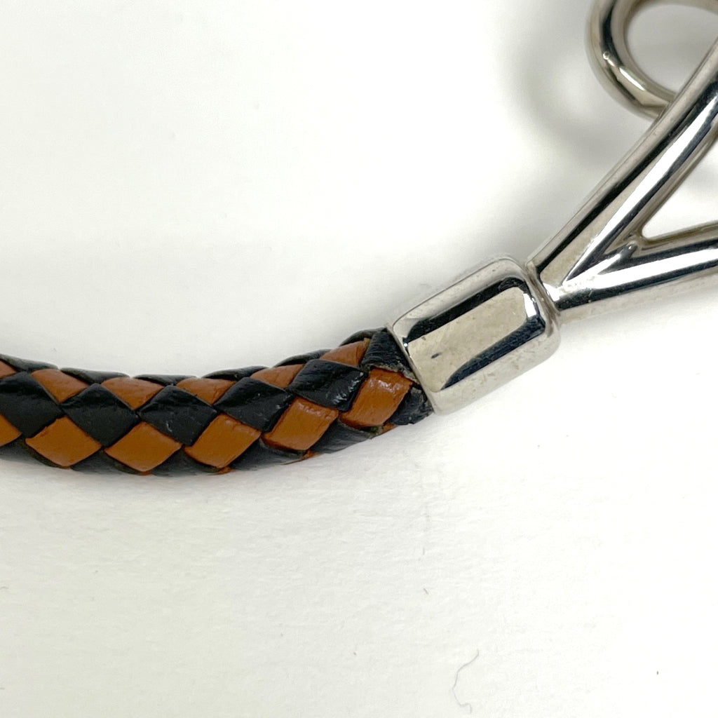 エルメス ジャンボ ブレスレット 腕輪 2連 チョーカー ブレスレット シルバーメッキ レザー ブラウン ブラック レディース 【中古】bracc