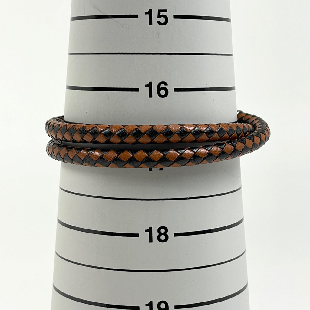 エルメス ジャンボ ブレスレット 腕輪 2連 チョーカー ブレスレット シルバーメッキ レザー ブラウン ブラック レディース 【中古】bracc