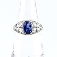 リメイク サファイア デザインリング プラチナ 指輪 メレダイヤ リング 13号 Pt950 サファイア ダイヤモンド レディースnbjwl