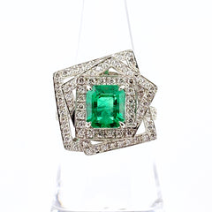 リメイク エメラルド デザインリング プラチナ 指輪 メレダイヤ リング 14号 Pt900 エメラルド ダイヤモンド レディースnbjwl