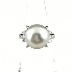 パール デザインリング プラチナ 指輪 メレダイヤ 真珠 リング 10号 Pt900 パール ダイヤモンド レディース ノンブランドジュエリー 【中古】nbjwl