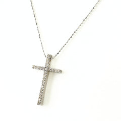 クロスモチーフ デザインネックレス ネックレス K18 WG ダイヤモンド レディース ノンブランドジュエリー 【中古】nbjwl
