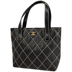 シャネル ワイルドステッチ ハンドバッグ ココマーク トートバッグ ハンドバッグ レザー ブラック レディース ブランドバッグ・小物 【中古】brbag