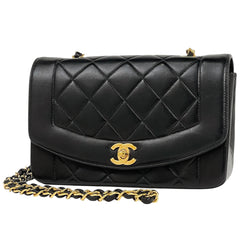 シャネル ダイアナ マトラッセ シングルフラップ チェーン ショルダーバッグ ココマーク ショルダーバッグ レザー ブラック A01164 レディース ブランドバッグ・小物 【中古】brbag
