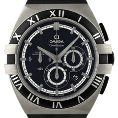 オメガ コンステレーション ダブルイーグル ミッションヒルズ ワールドカップ 121.92.41.50.01.001 腕時計 チタン ラバー 自動巻き ブラック メンズ 時計 【保証対象】 【中古】【OH済】wtcbb