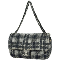 シャネル ココマーク チェーン ショルダーバッグ Wチェーン ツイードプリント ショルダーバッグ ナイロン ブラック ホワイト レディース ブランド品（バッグ・小物） 【中古】brbag