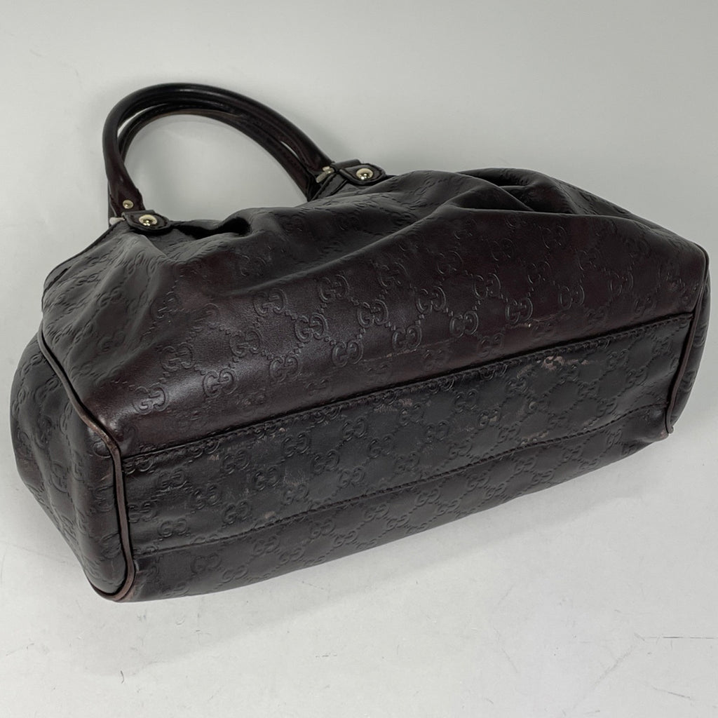 グッチ グッチシマ スーキー ハンドバッグ トートバッグ シグネチャー ハンドバッグ シマレザー ダークブラウン 211944 レディース 【中古】brbag