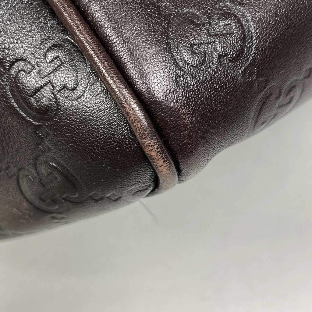 グッチ グッチシマ スーキー ハンドバッグ トートバッグ シグネチャー ハンドバッグ シマレザー ダークブラウン 211944 レディース 【中古】brbag