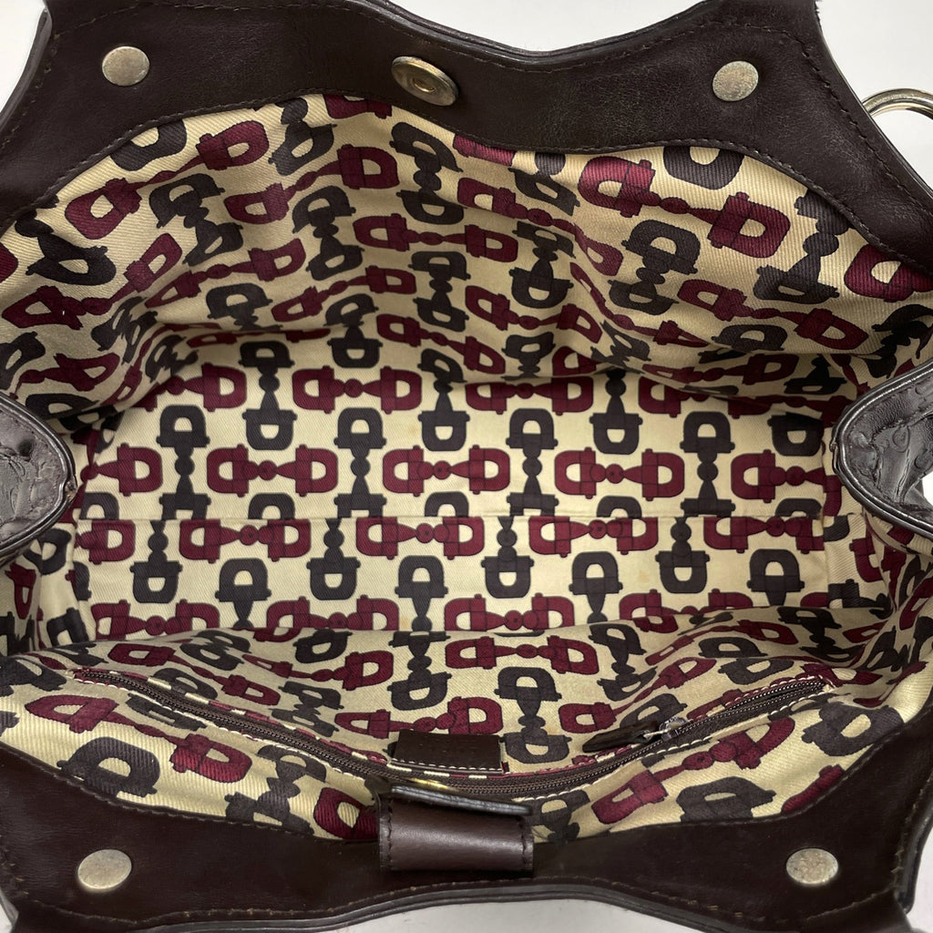 グッチ グッチシマ スーキー ハンドバッグ トートバッグ シグネチャー ハンドバッグ シマレザー ダークブラウン 211944 レディース 【中古】brbag