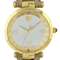 【保証書】ヴェルサーチ メデューサ 腕時計 SS GP レザー クォーツ メンズ 時計 【中古】wtcbb