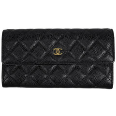 シャネル ココマーク 二つ折り 長財布 マトラッセ 長財布 キャビアスキン ブラック レディース ブランドバッグ・小物 【中古】brbag