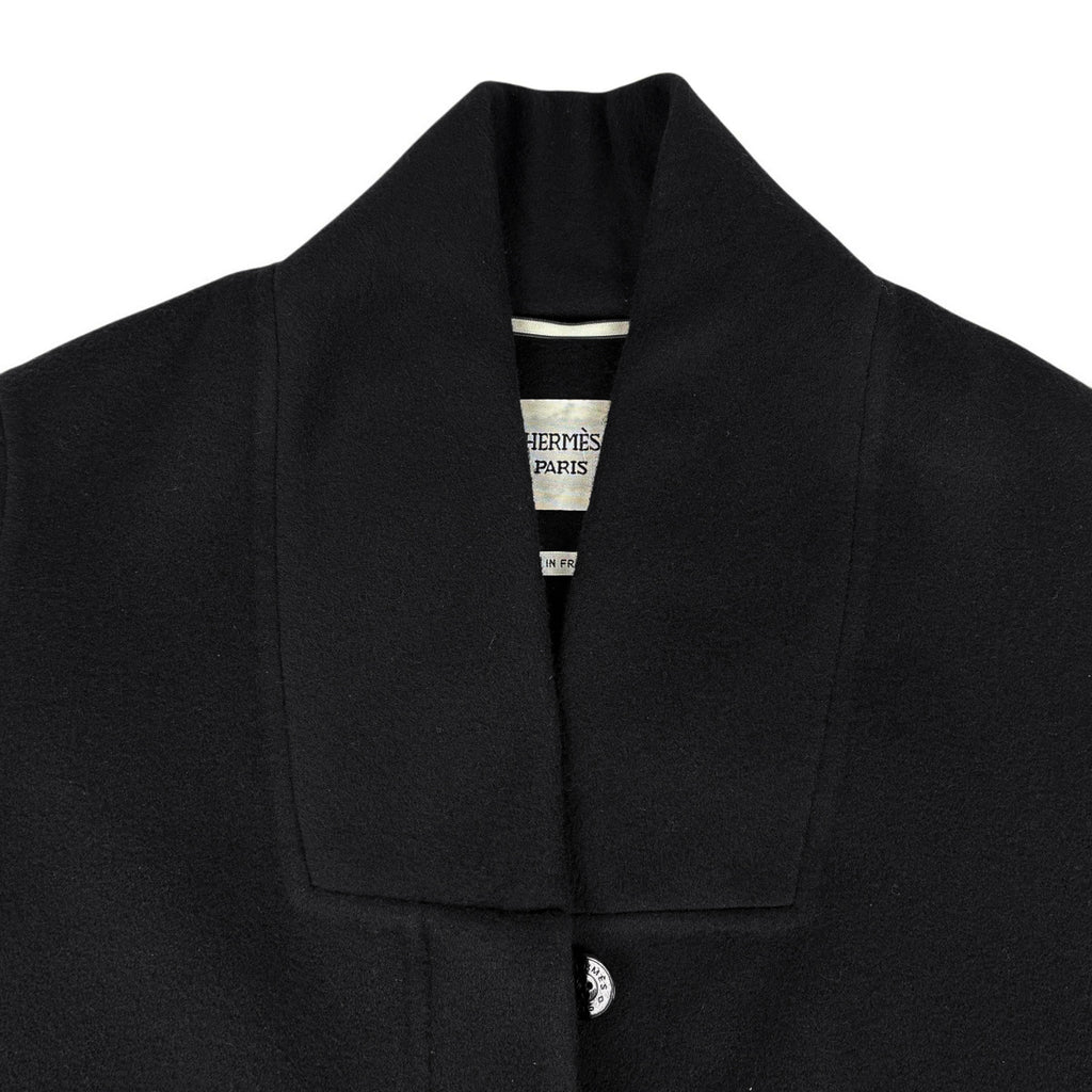 エルメス ノーカラー フレア コート ロゴ ボタン コート その他コート カシミヤ ブラック レディース ブランドアパレル 【中古】brapp