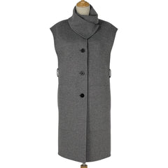 エルメス 袖なし ロング コート ベスト ジレ アウター その他ジャケット カシミヤ レザー グレー レディース ブランドアパレル 【中古】brapp