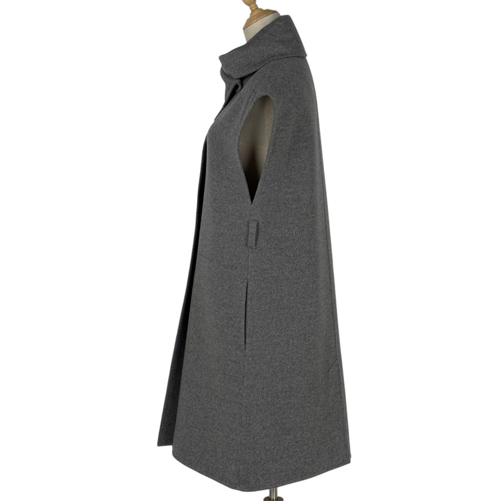 エルメス 袖なし ロング コート ベスト ジレ アウター その他ジャケット カシミヤ レザー グレー レディース ブランドアパレル 【中古】brapp